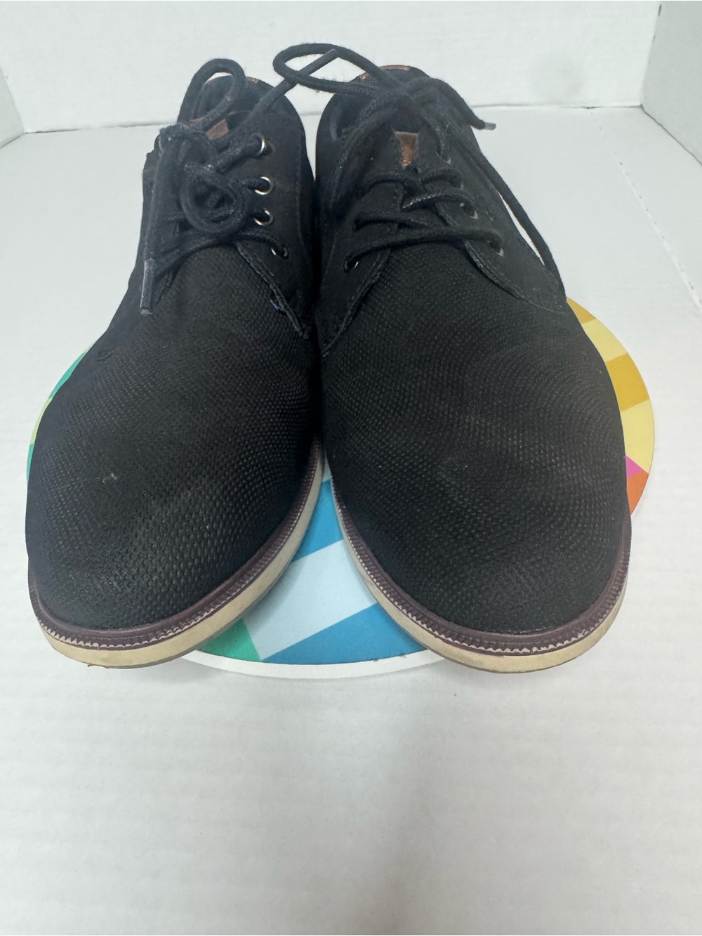 Max+Jake Black Canvas Lace-Up Derby Shoes with Tan Trim